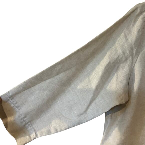 Liz Claiborne 100% Linen Blouse Top Tunic Beige SZ XL Button Front Boho Cottage - Picture 5 of 8